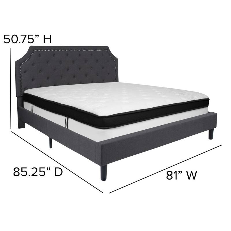 Arched Tufted Platform Bed and Memory Foam Pocket Spring Mattress