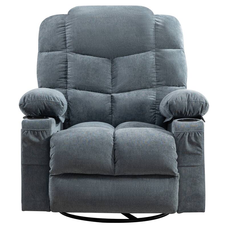 Oversized Massage Swivel Recliner Chair with Lumbar Heating for Living Room Rocker Recliner with Cup Holders and USB Charge Port