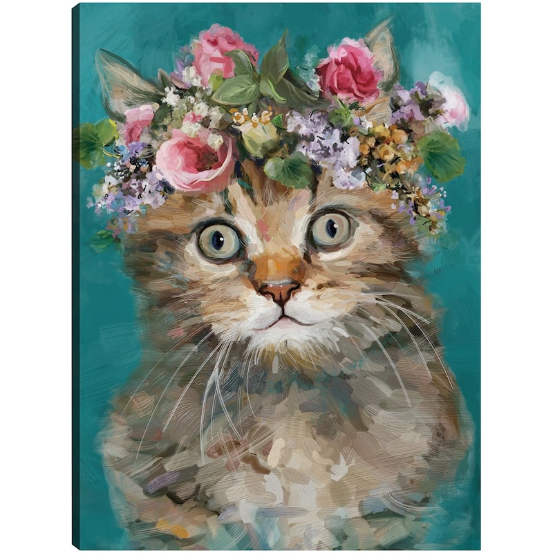 Flower Power Kitty III By Studio Arts Canvas Art Print
