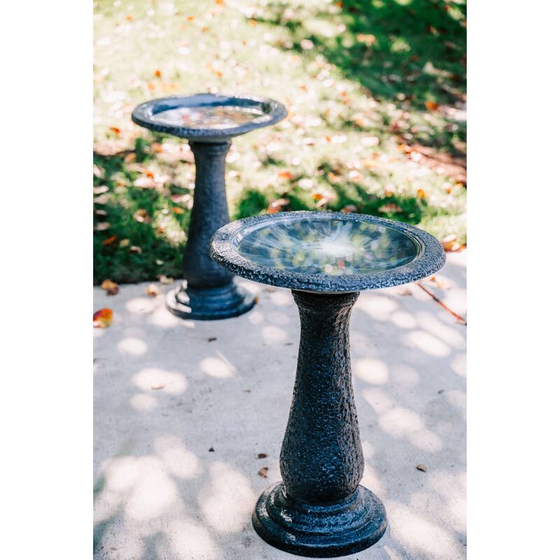 XBrand Set of 2 Birdbaths w/ Round Pedestal & Base, 23.6 Inch Tall
