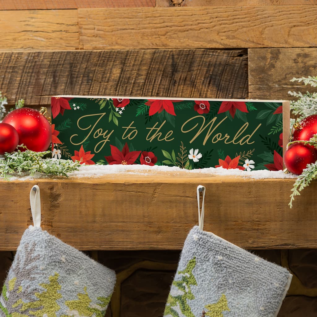 Holiday Mantel Sign - "Joy to the World" - 18" x 5" - Multicolor