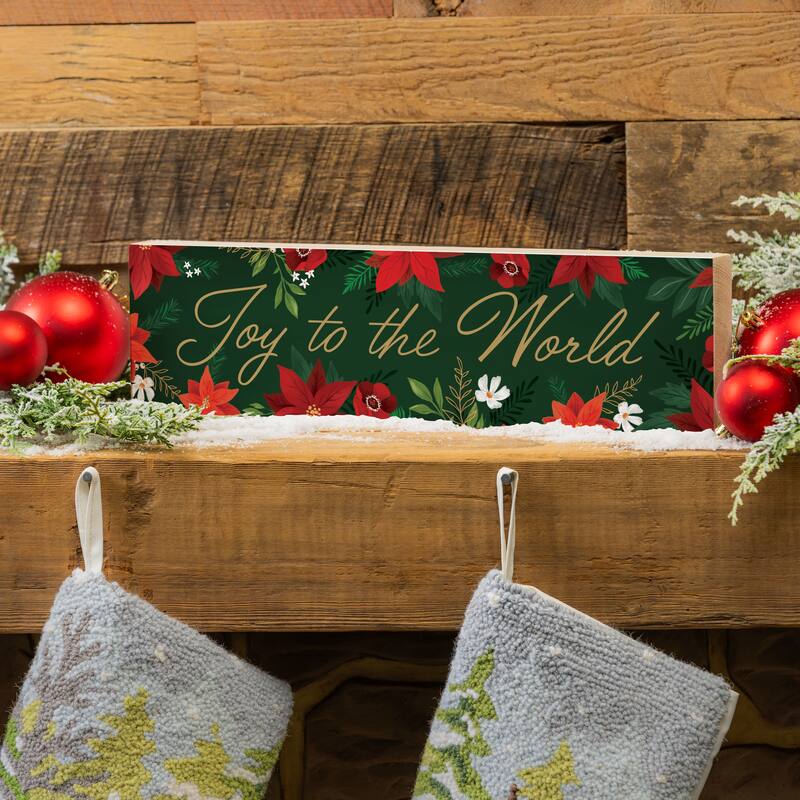 Holiday Mantel Sign - "Joy to the World" - 18" x 5" - Multicolor