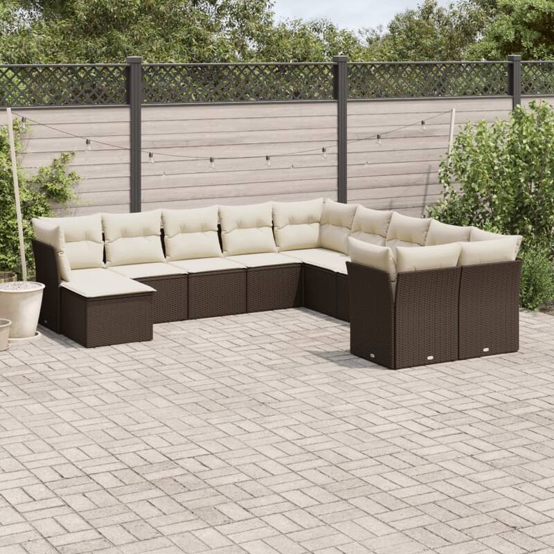 vidaXL Garden Sofa Set Brown, Cream White - 21.7 x 21.7 x 14.6