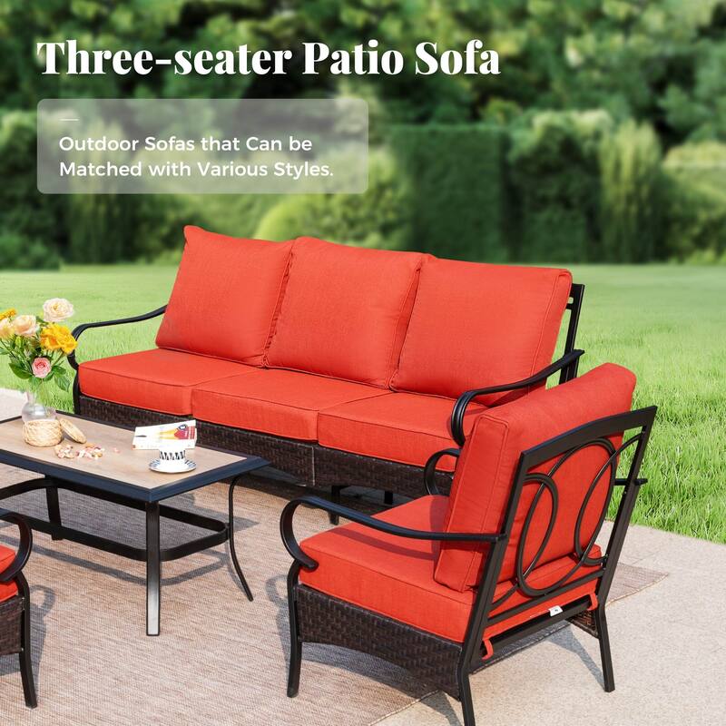 MAISON ARTS 4-Piece Rattan Wicker Patio Furniture Set with Swivel Chairs, Metal Frame & Coffee Table for Outdoor Spaces