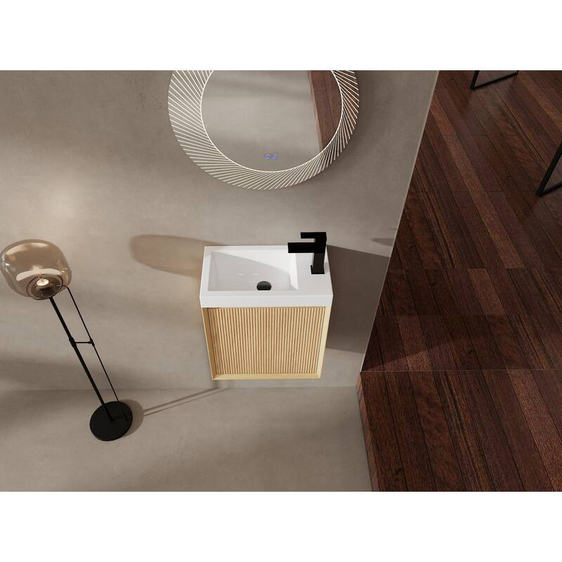GDFStudio - Helsinki 18.5" Modern Wall-Mounted Bathroom Vanity Set with Resin Sink, Soft Closing Door & Antirust Hardware