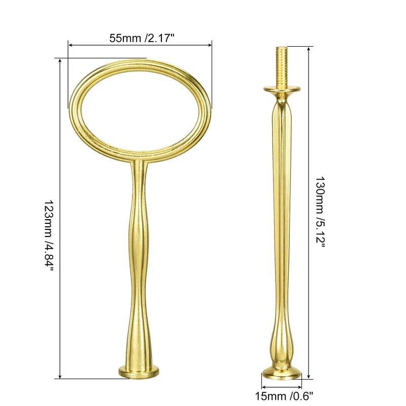 Cake Tray Stand Handle Plate Hardware Fitting, 3-Tiers Oval Gold - 4 Set