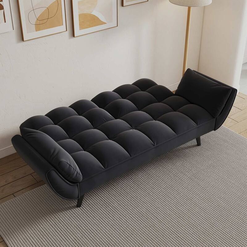 57" Futon Sofa Bed, Convertible Folding Futon Couch Recliner Lounge For Living Room