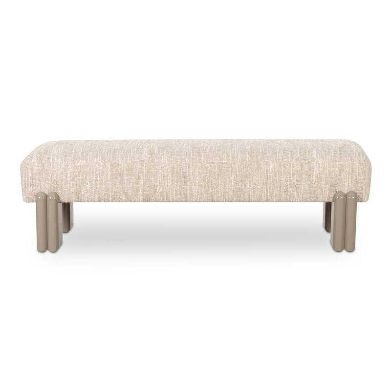 NADAAL STUDIOS Jessamine, Bench With Textured Boucle Upholstery - 55.9"W x20.5"D x16.5"H - Off White
