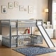 preview thumbnail 2 of 37, Twin Over Twin Floor Bunk Bed with Slide, Ladder, Door, Safety Guardrails