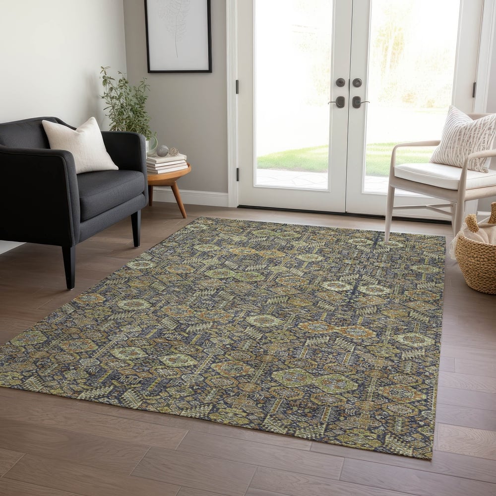 Machine Washable Indoor/ Outdoor Traditional Boho Chantille Rug