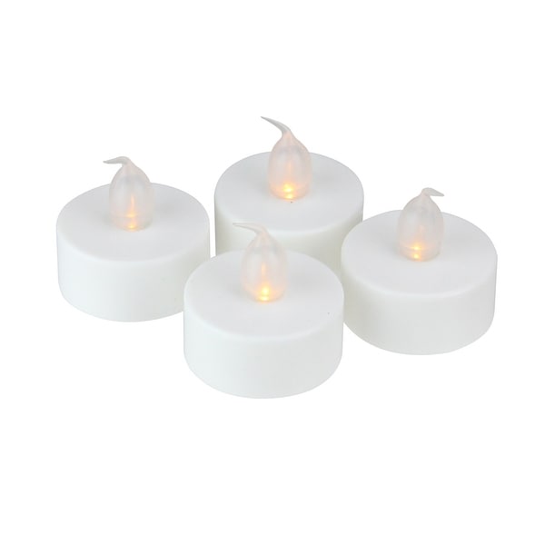 Pack of 4 LED Lighted Battery Operated Flicker Flame White Christmas Tea Light Candles - N/A