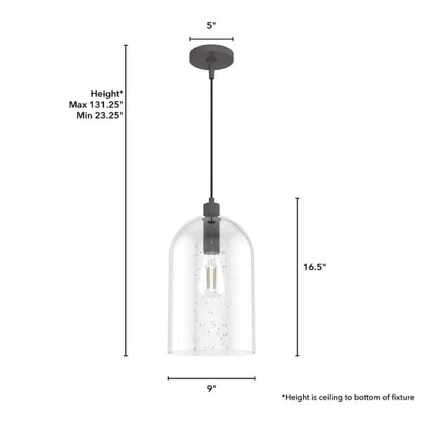 dimension image slide 4 of 5, Hunter 16" Lochemeade 1-Light Pendant - Kitchen Island, Dining Room, Bedroom - Modern Farmhouse, Contemporary, Industrial