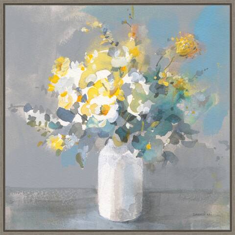 Touch of Spring I White Vase by Danhui Nai Framed Canvas Art - 22 x 22-inch