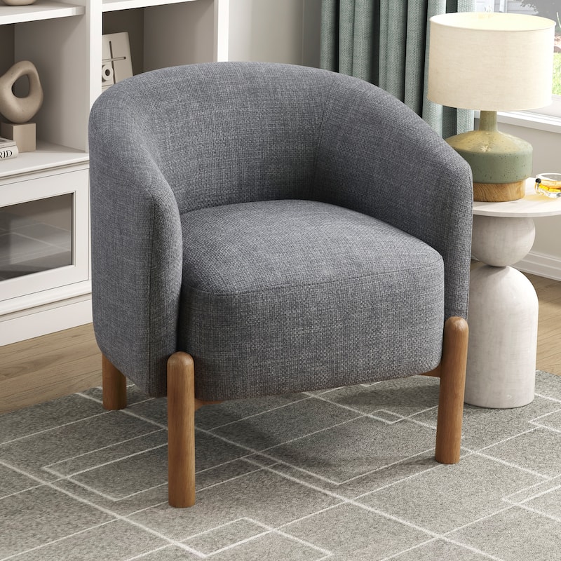 Wyatt 27.5" Textured Accent Chair - Light Brown Finish Solid Wood Legs