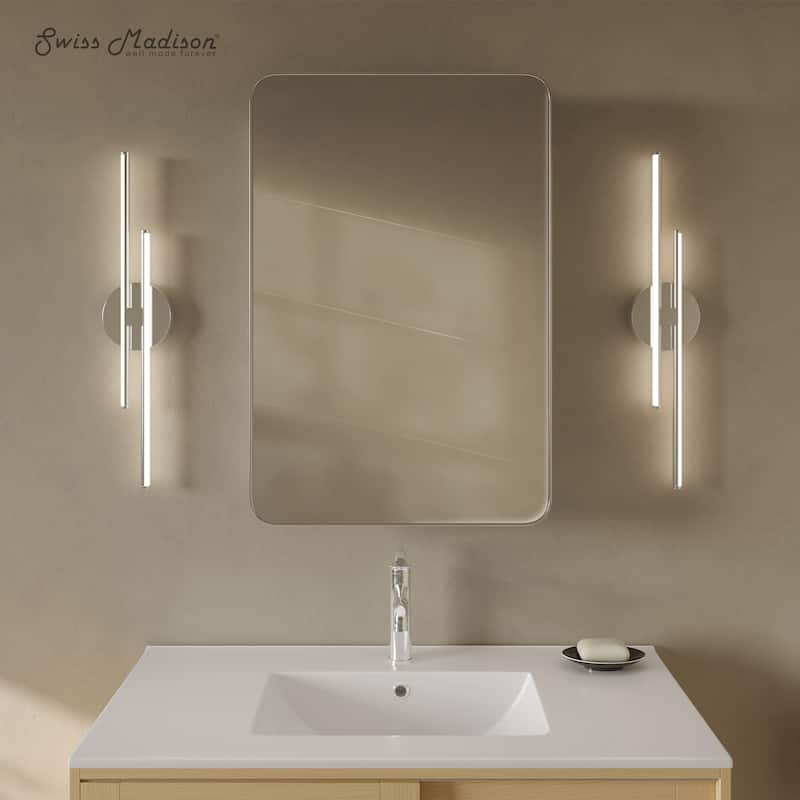 Pierre 20 X 30 Rectangle Recessed/Wall Mount Medicine Cabinet With Mirror In Polished Chrome - 20 x 30