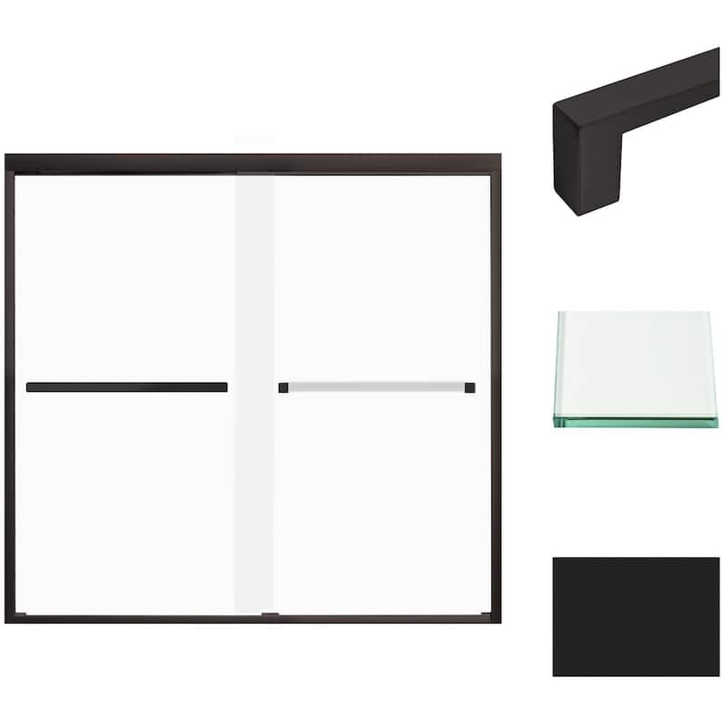 Transolid FBPT605808F-S 58" High x 59" Wide Bypass Frameless Shower - Matte Black
