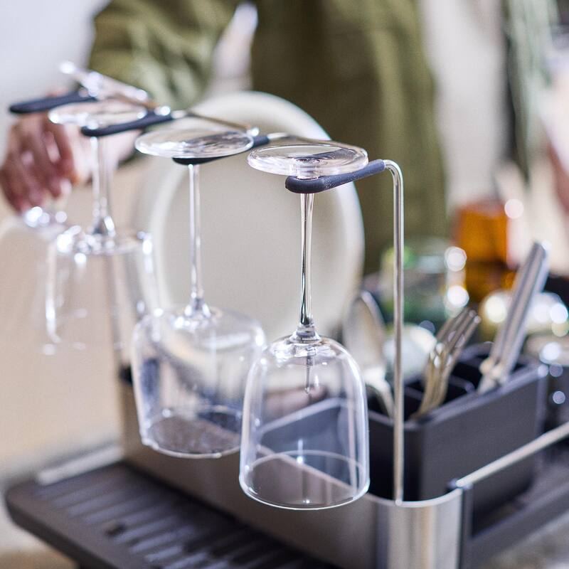 Extend Steel Plus Expandable Dish Rack with Wine Glass Holder