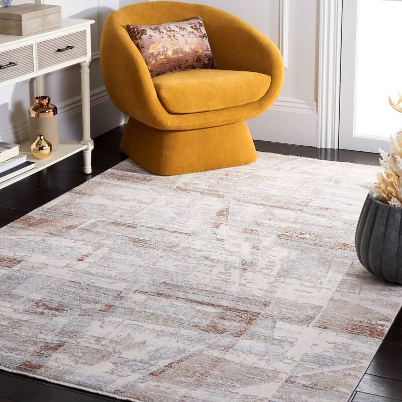 SAFAVIEH Marmara Lahoma Modern Abstract Rug - 9' x 12'1" - Beige/Blue Rust