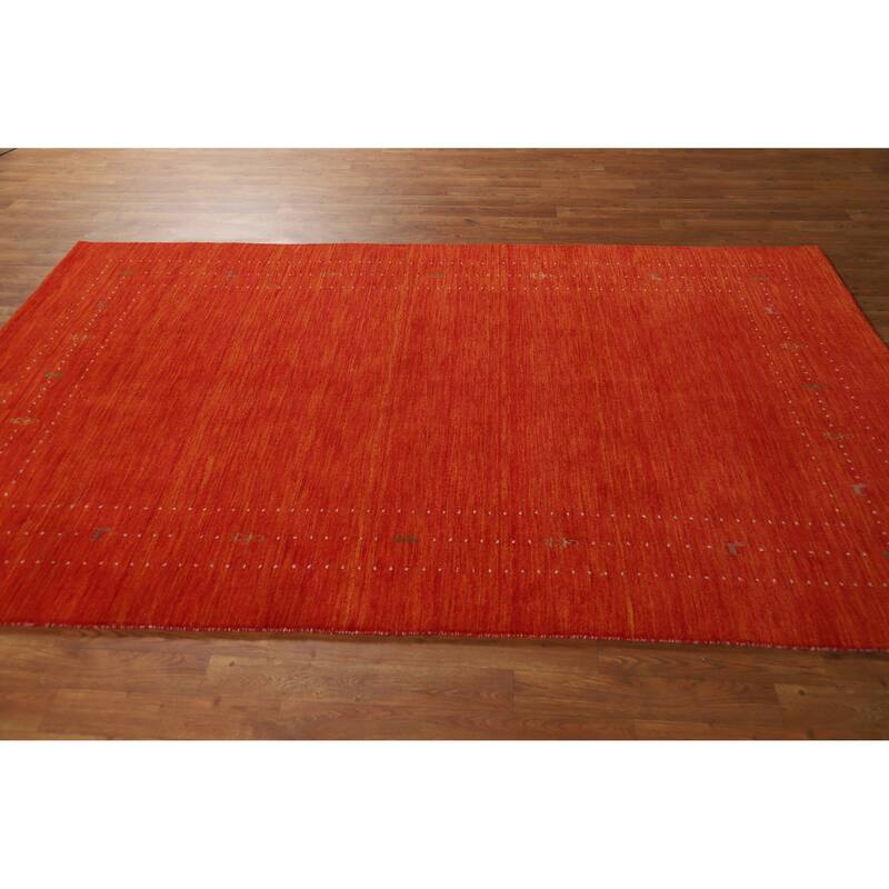 Hand Knotted Oriental 100% Wool Carpet Tribal Tribal Oranges & Rust Gabbeh Area Rug - 8' 0'' X 5' 0''