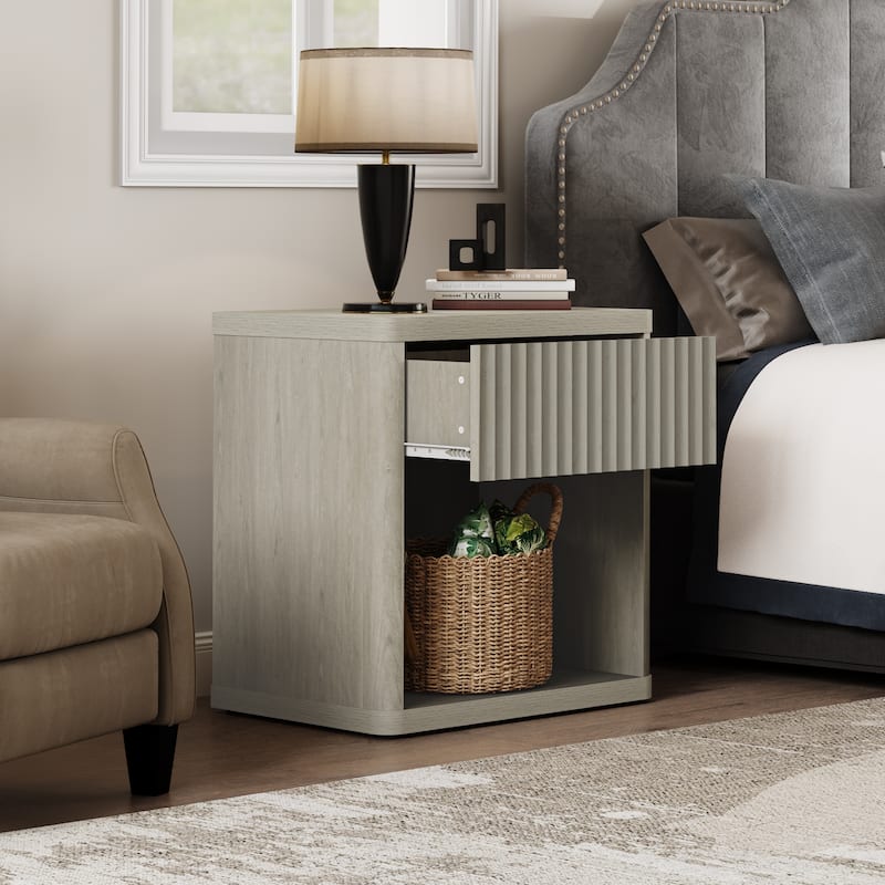 SICOTAS Set of 2 Nightstand with 1 Drawer and Open Storage