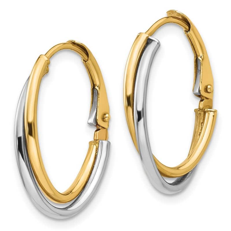 Curata 14k Two tone Polished Hoop Earrings (3mm x 21mm)