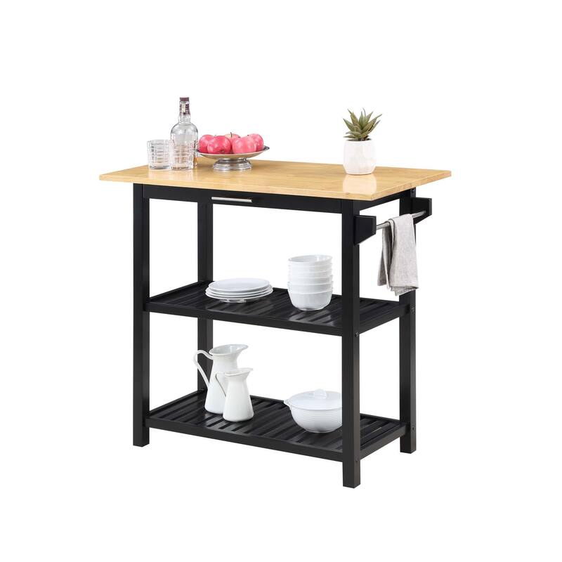 Designs2Go 3 Tier Butcher Block Kitchen Prep Island with Drawer