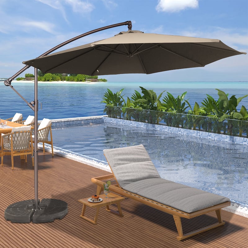 Clihome 10Ft Outdoor Crank Offset Cantilever Patio Umbrella, Without Base