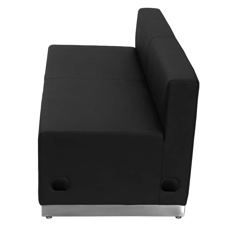 LeatherSoft Loveseat with Stainless Steel Base - Reception Furniture