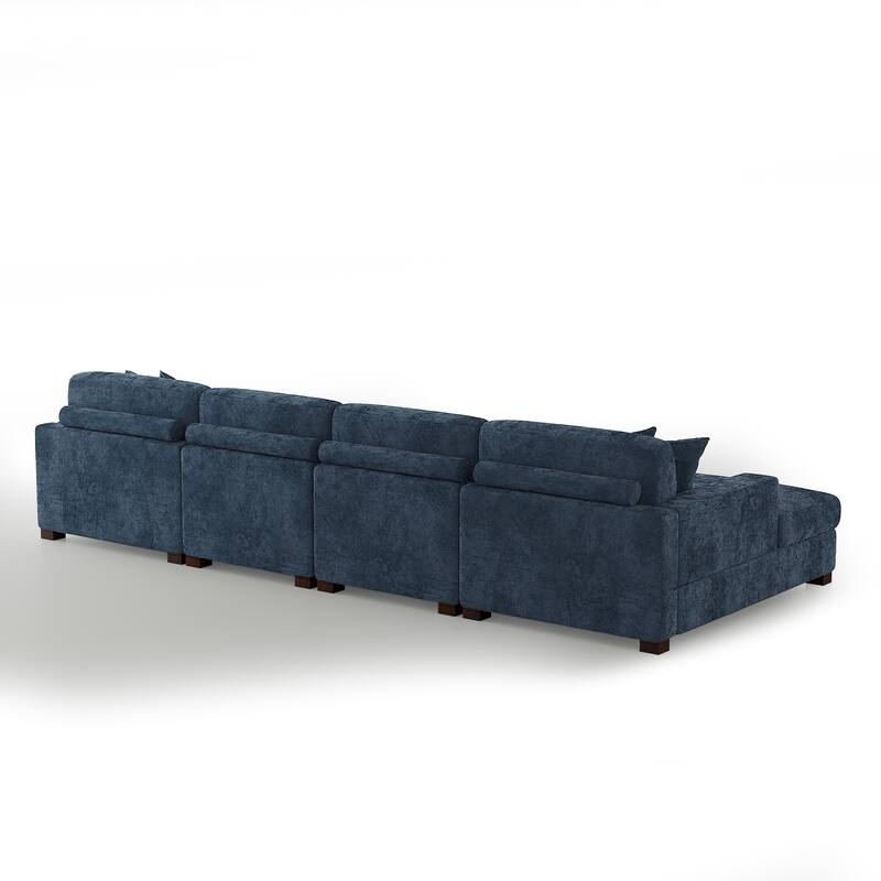 Modern Upholstered Chenille Modular Sectional Sofa with 2 Chaise