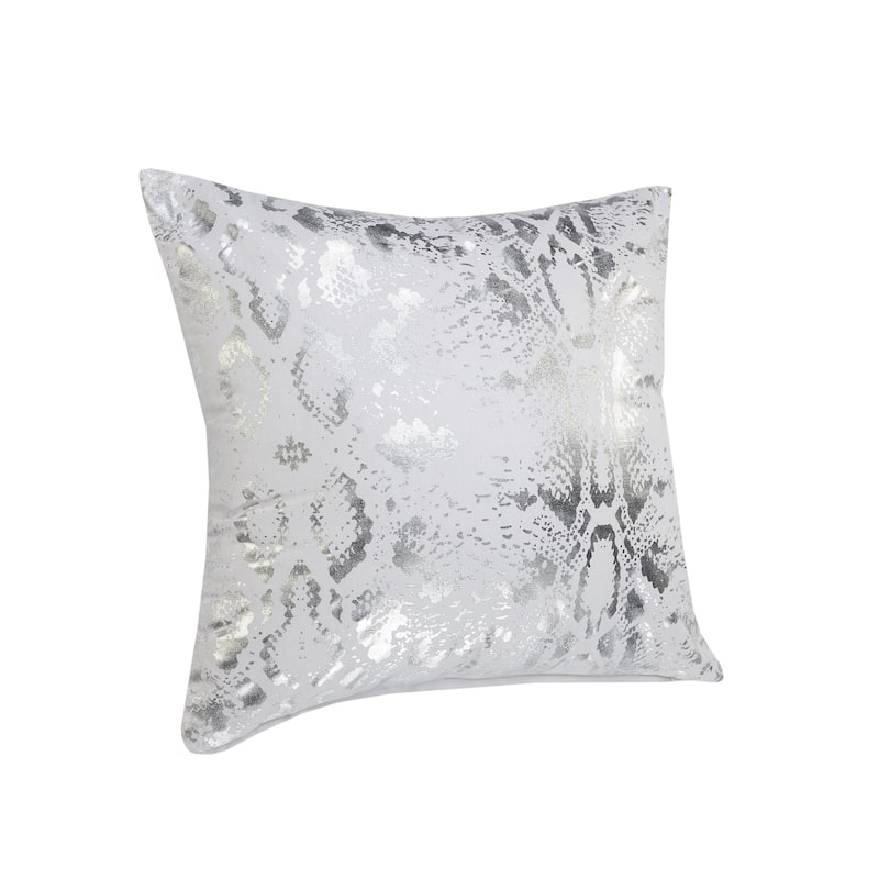 HomeRoots 20" X 20" White And Silver 100% Cotton Animal Print Zippered Pillow
