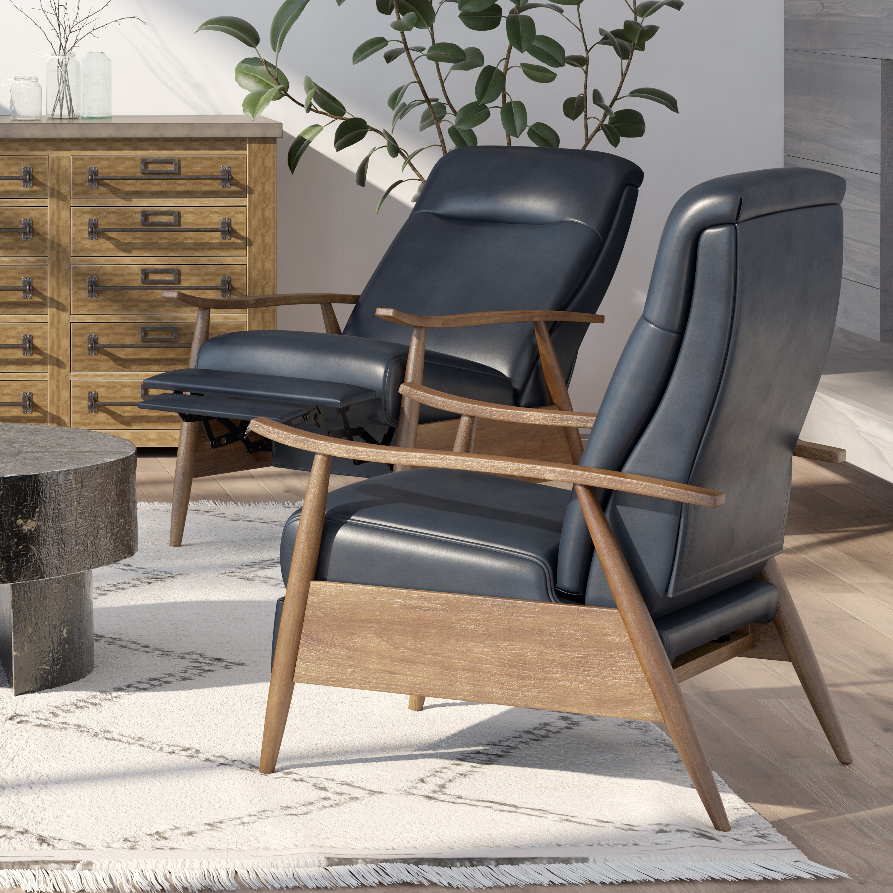 Sienna wood arm push back recliner outlet