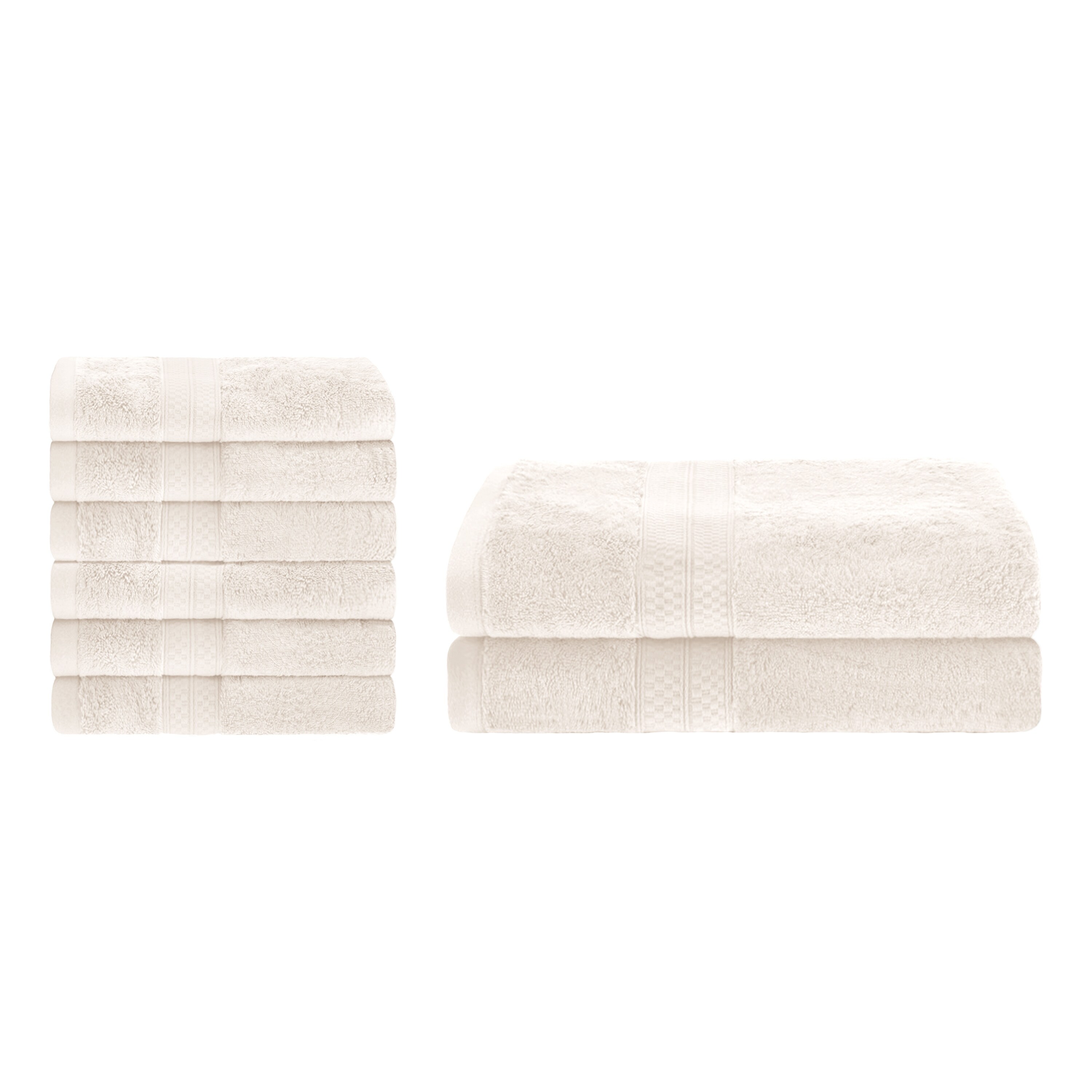 Superior 8 Piece Towel Set 2 Piece Bath Towel and 6 Piece Hand Towel Rayon From Bamboo and Cotton