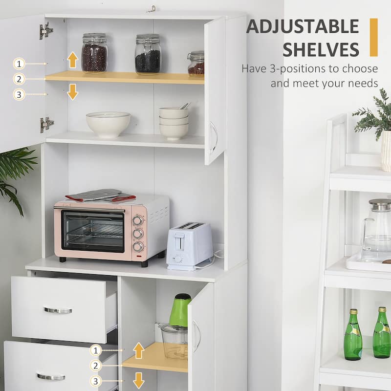 White Tall Three Drawers Cabinet with Two Doors and Middle Shelf Perfect for Kitchen or Office - 31.5" W x 15.5" D x 72.25" H
