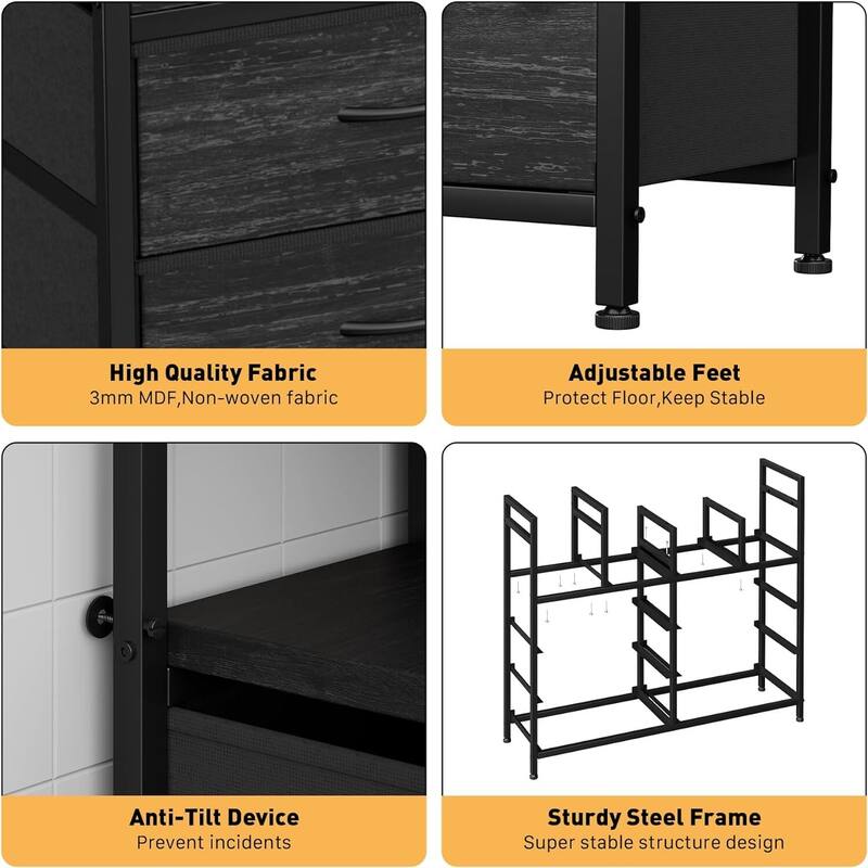 TV Stand with Power Outlet, Bedroom Dresser with 9 Drawers,