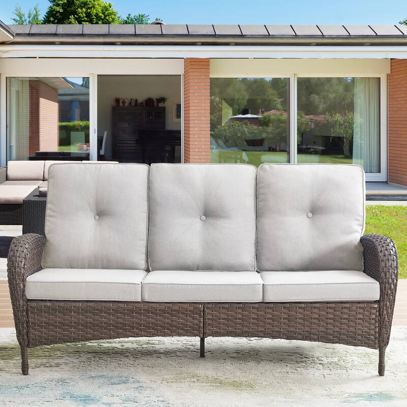 Wicker Patio Furniture Set 9 Piece Set - Brown
