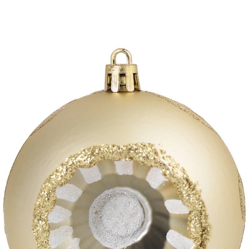 5ct Gold Retro Reflector Shatterproof Christmas Ball Ornaments 3.25"