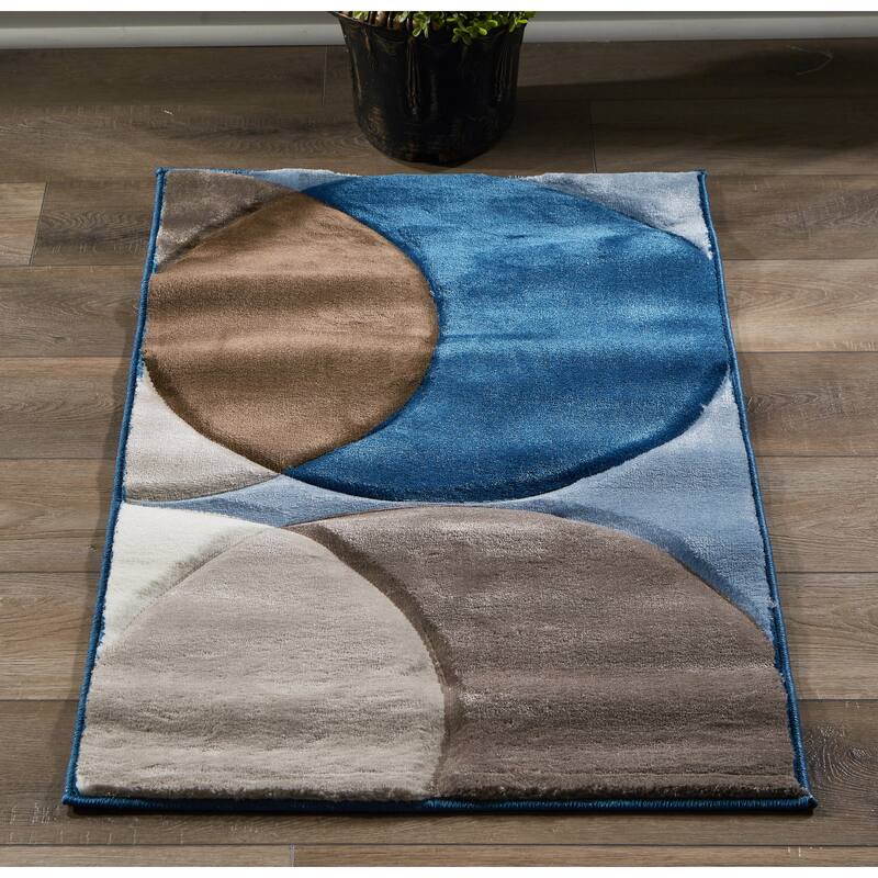 Rhodes Collection Abstract Circle Area Rug - 2'1'' X 3'3'' - Blue