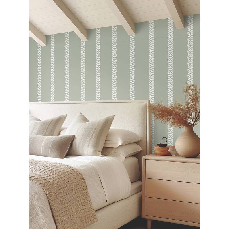 Ronald Redding Braided Stripe Green Wallpaper