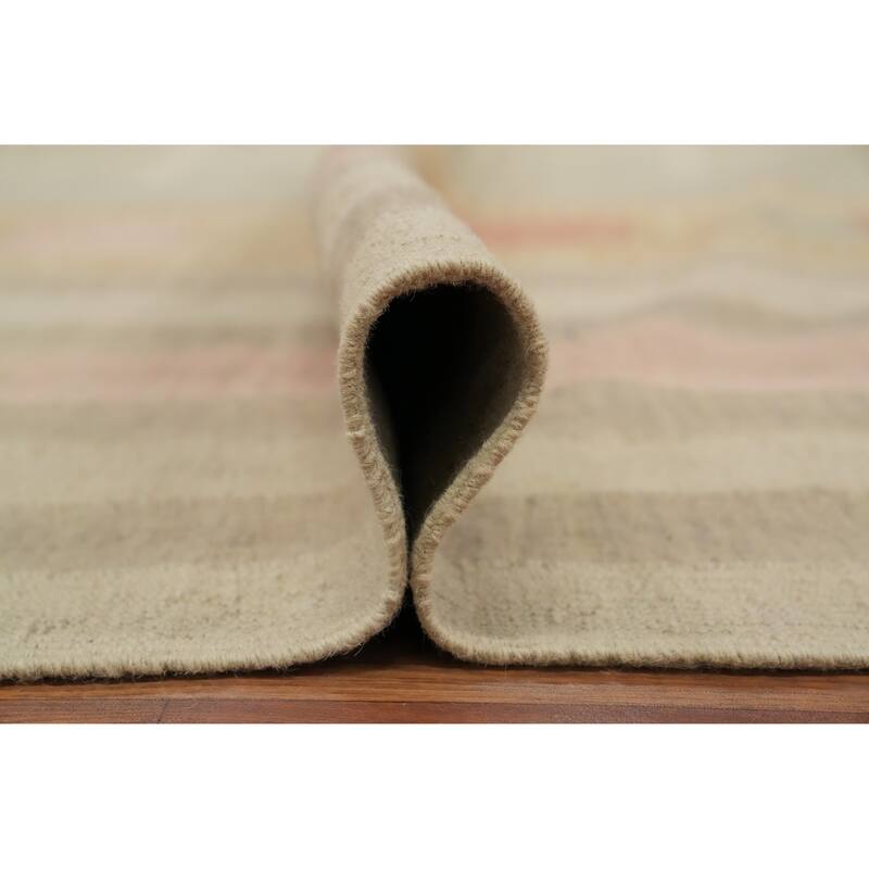 Hand Woven Oriental 100% Wool Carpet Southwestern Tribal Multi-Colored Kilim Area Rug - 12' 2'' X 9' 1''
