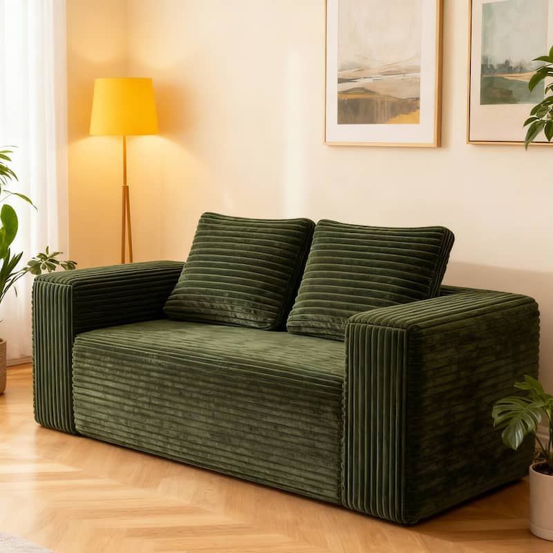 Green Loveseat 2 Seater Sofa Couch with Armrests, Sleeper Sofa Upholstered Sofa Couch for Living Room