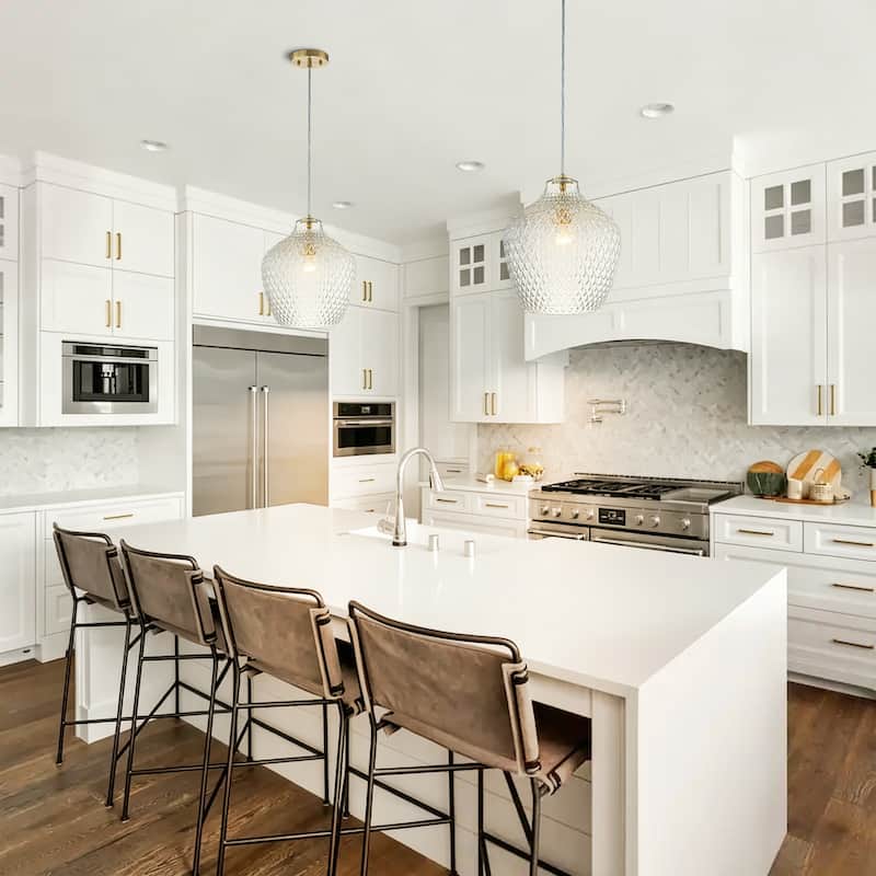 11" Modern Elegant 1-Light Gold Adjustable Pendant Lighting with Diamond-Pattern Glass Shade for Kitchen Island