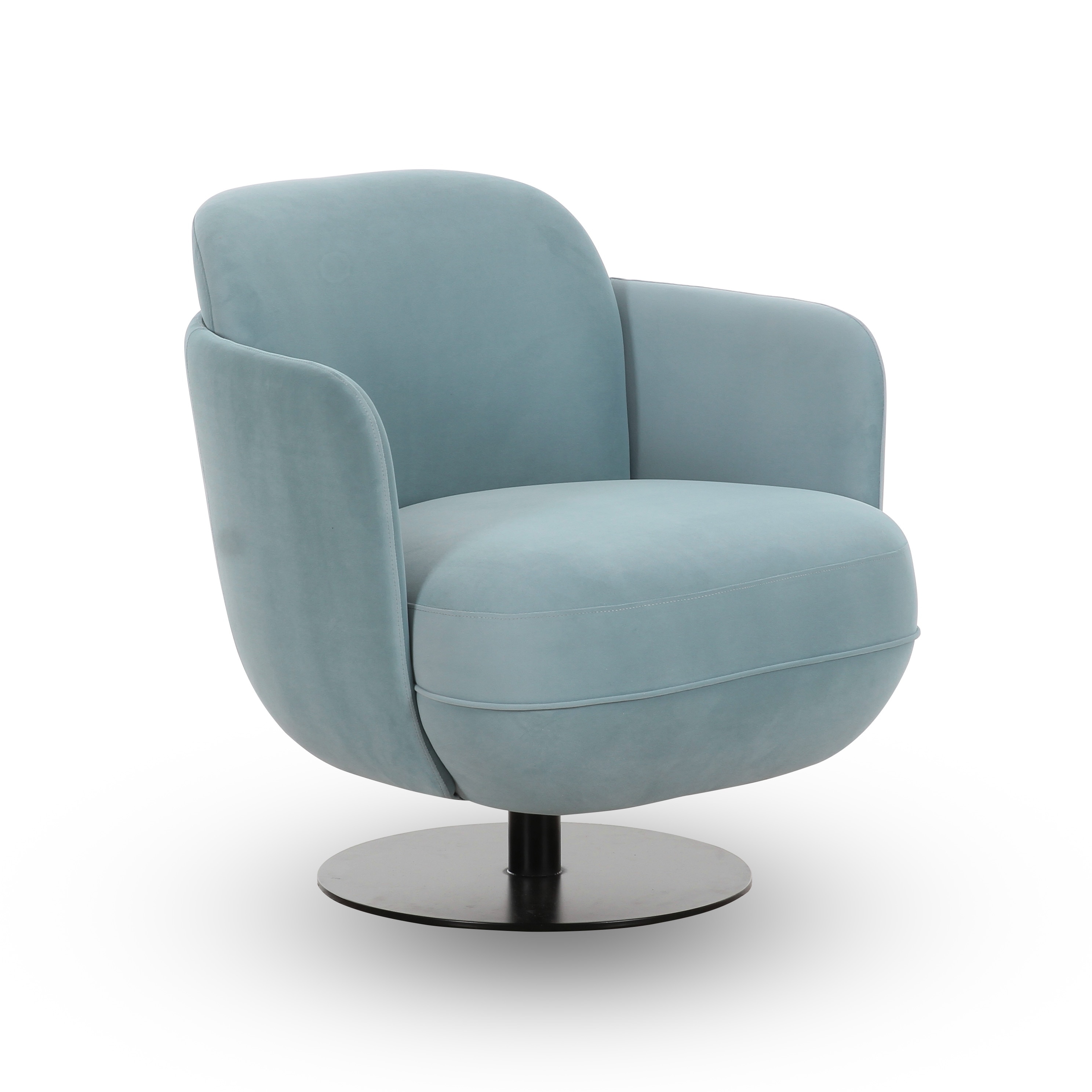 Solange Velvet Swivel Chair - 30.7"W x 30.3"D x 30.3"H