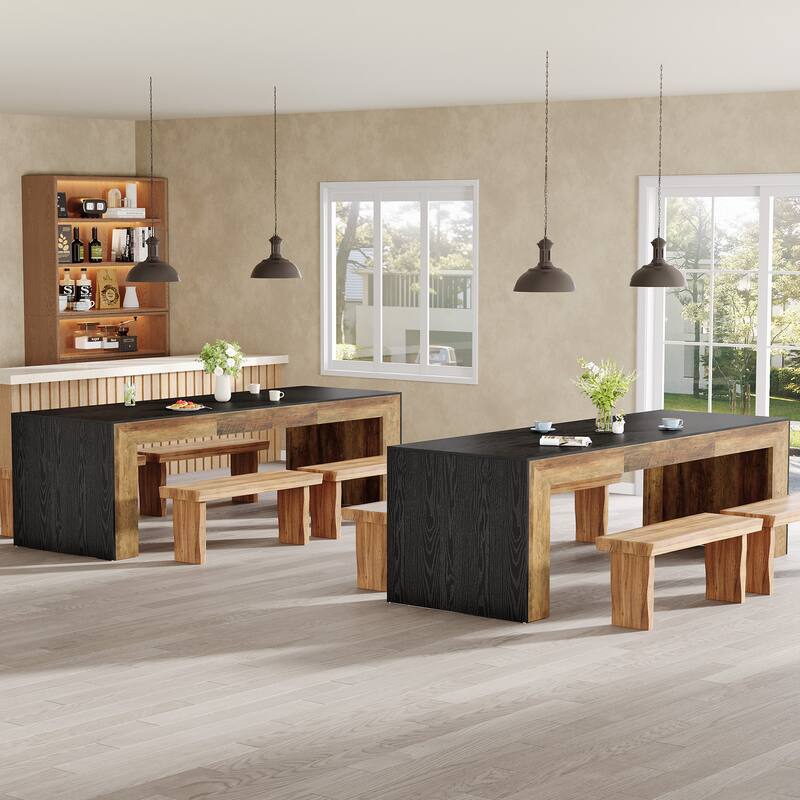 Dining Table for 6-8 People, 78.7-Inch Rectangular Kitchen Table