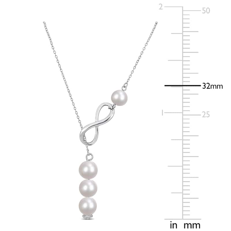 Miadora Freshwater Cultured Pearl Infinity Drop Necklace in Sterling Silver (8-9mm)