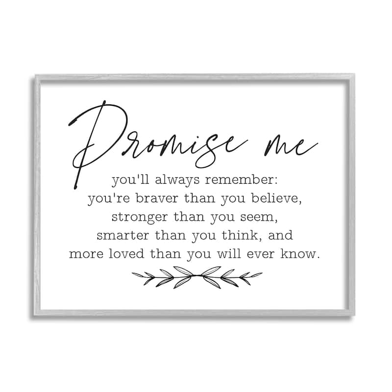 Stupell Inspirational Self Love Quote Casual Botanical Design Framed Wall Art, Design by Lettered and Lined - White - 20 x 16 - Grey