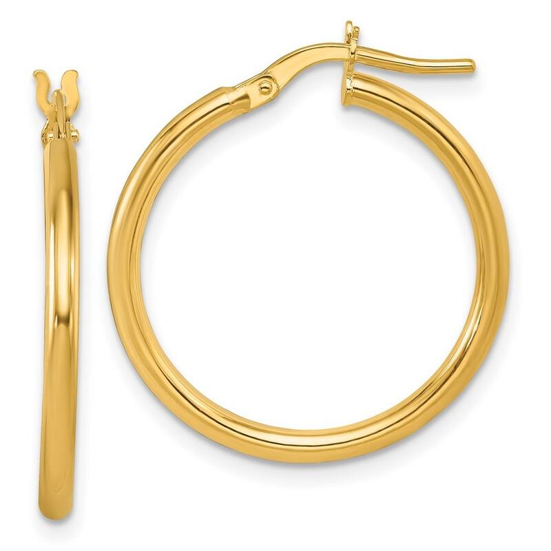 Curata 14k Yellow Gold Polished 24.6x1.9mm Classic Hoop Earrings