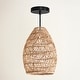 preview thumbnail 25 of 23, Callie Rattan Pendant Light - Natural Bell 1-Light Handwoven Ceiling Light 14-Inches - 120" Black Cord