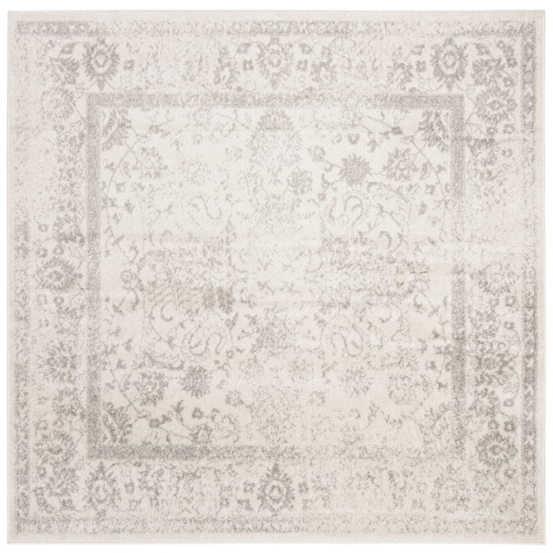 SAFAVIEH Adirondack Dakota Rustic Shabby Chic Distressed Rug - 6'7" Square - Ivory/Silver - Square