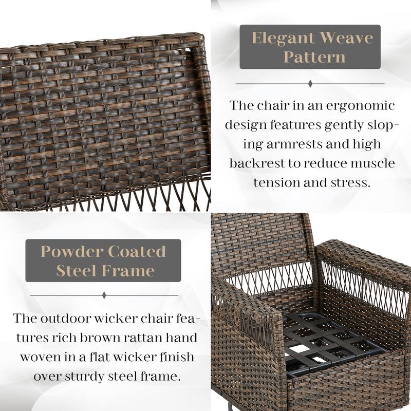 Pocassy Outdoor Swivel Chairs with Sofa Chair Ottoman and Table Set