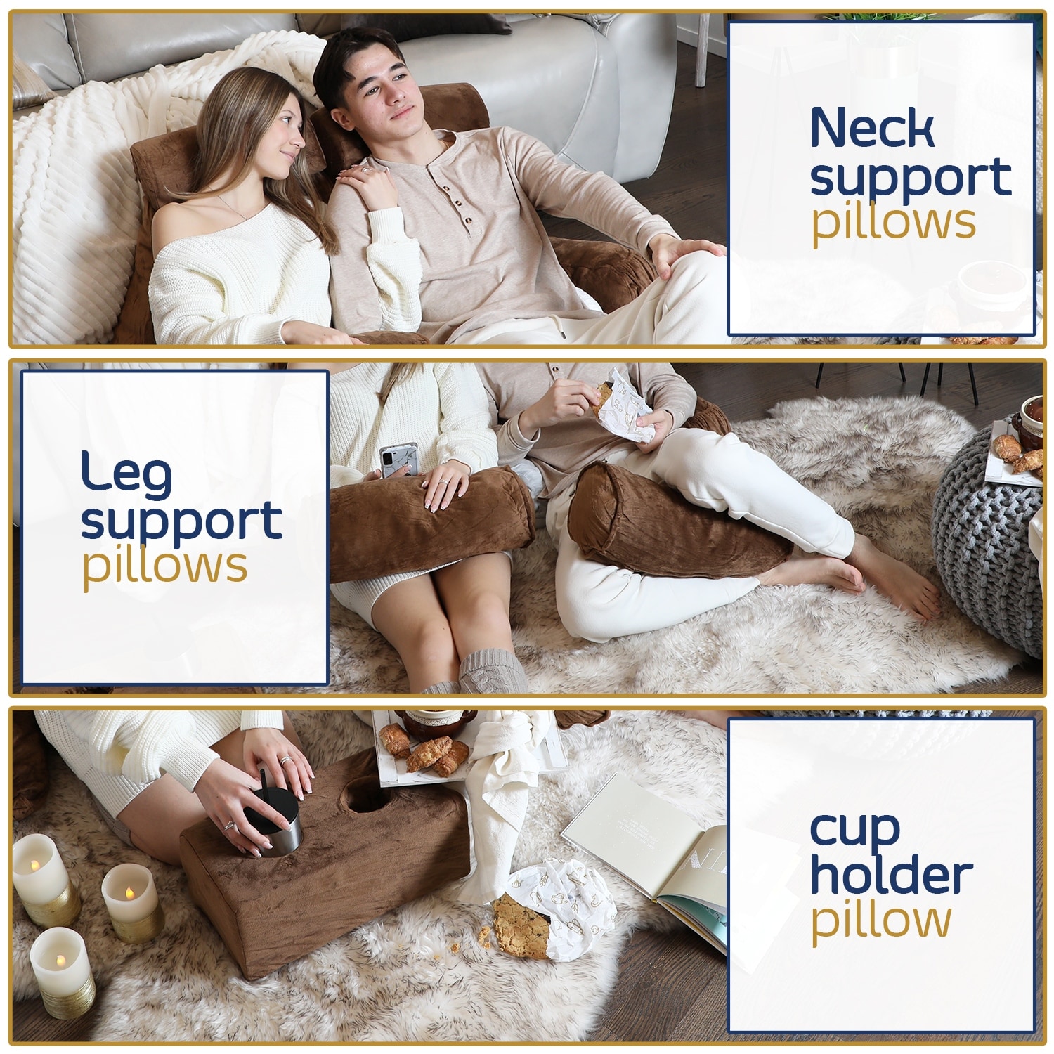 Nestl Double Reading Pillow Shredded Memory Foam Backrest Pillow Includes 2 Neck Rolls 2 Lumbar Back Support Pillows On Sale Bed Bath Beyond 34937620